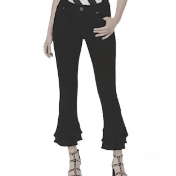 I.N.C. International Concepts Black Ruffle-Hem Jeans Women’s size 6 Cropped - Picture 1 of 13